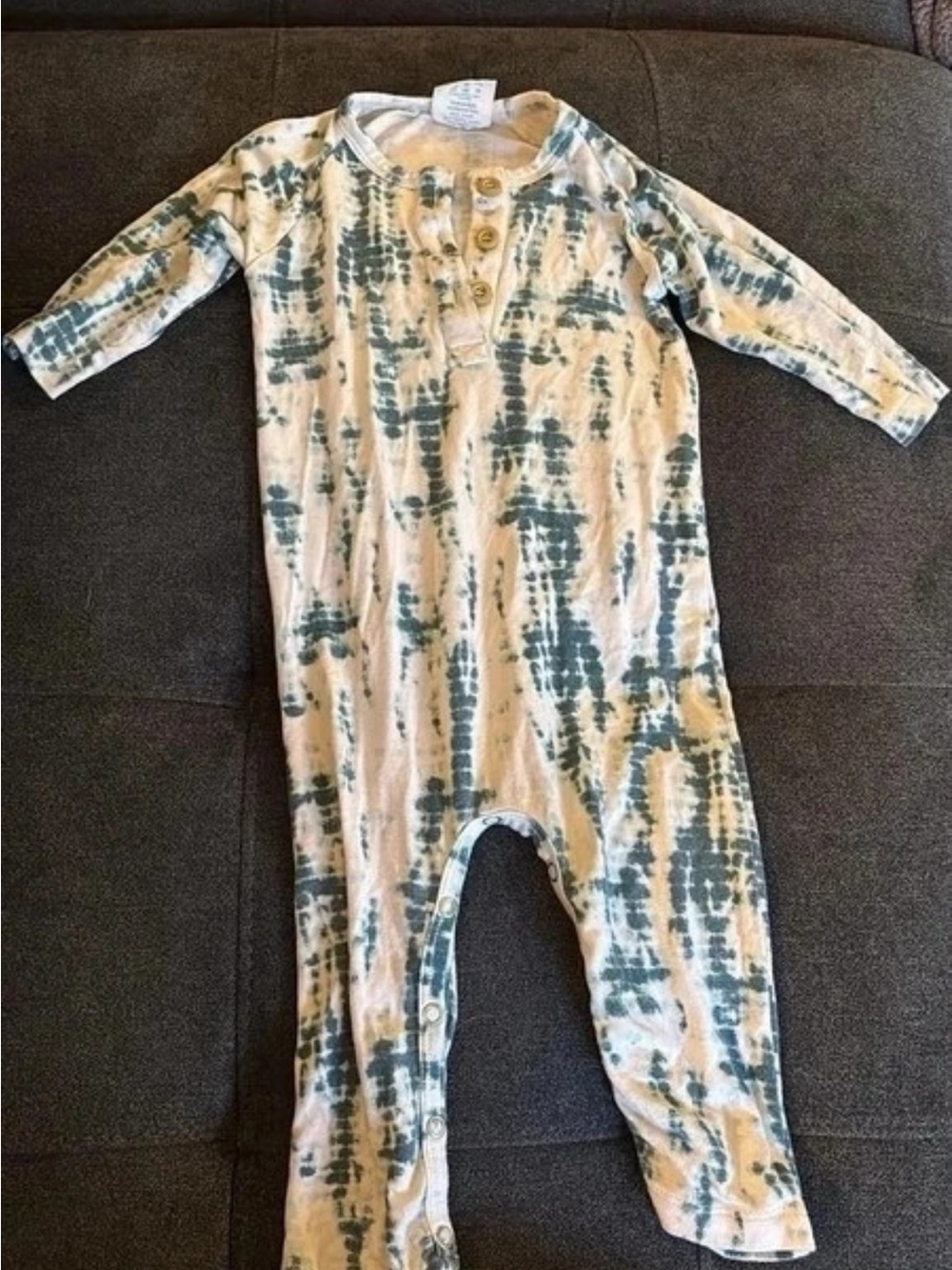 kate quinn Green and Cream Tie-Dye Henley Jumpsuit